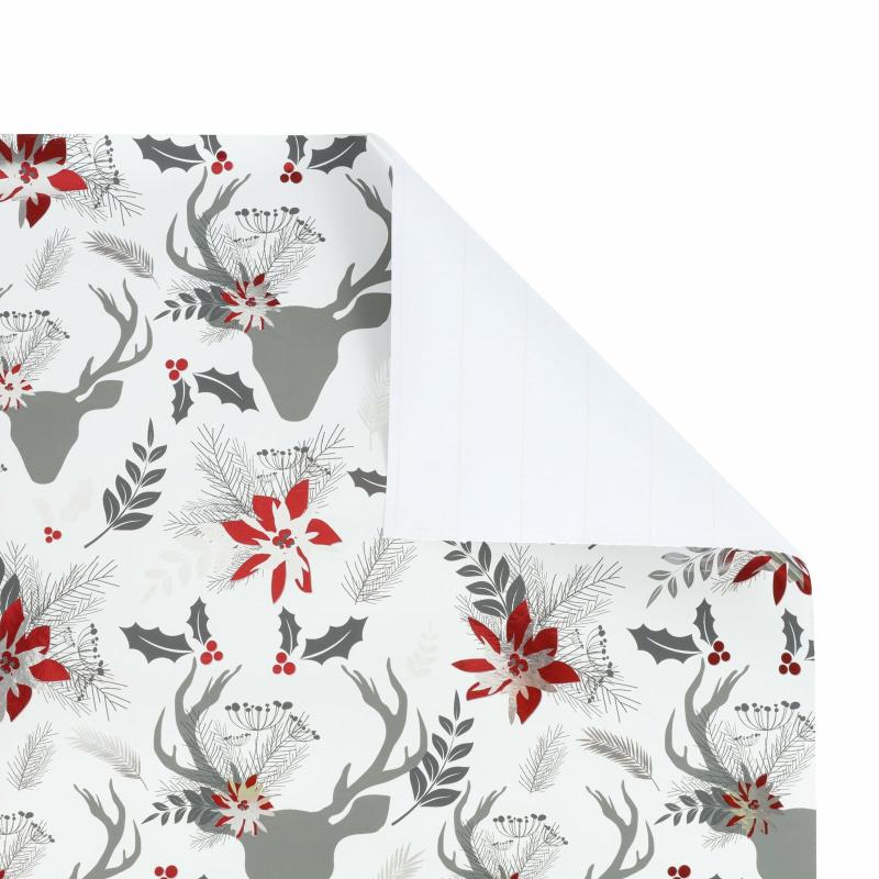 10′ Rolls |  30" X 10′ Holiday Wrapping Paper | Grey Reindeer 10' Rolls 10' Rolls