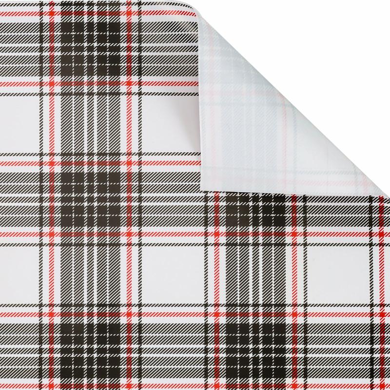 10′ Rolls |  30" X 10′ Holiday Wrapping Paper | White/Black Plaid 10' Rolls 10' Rolls