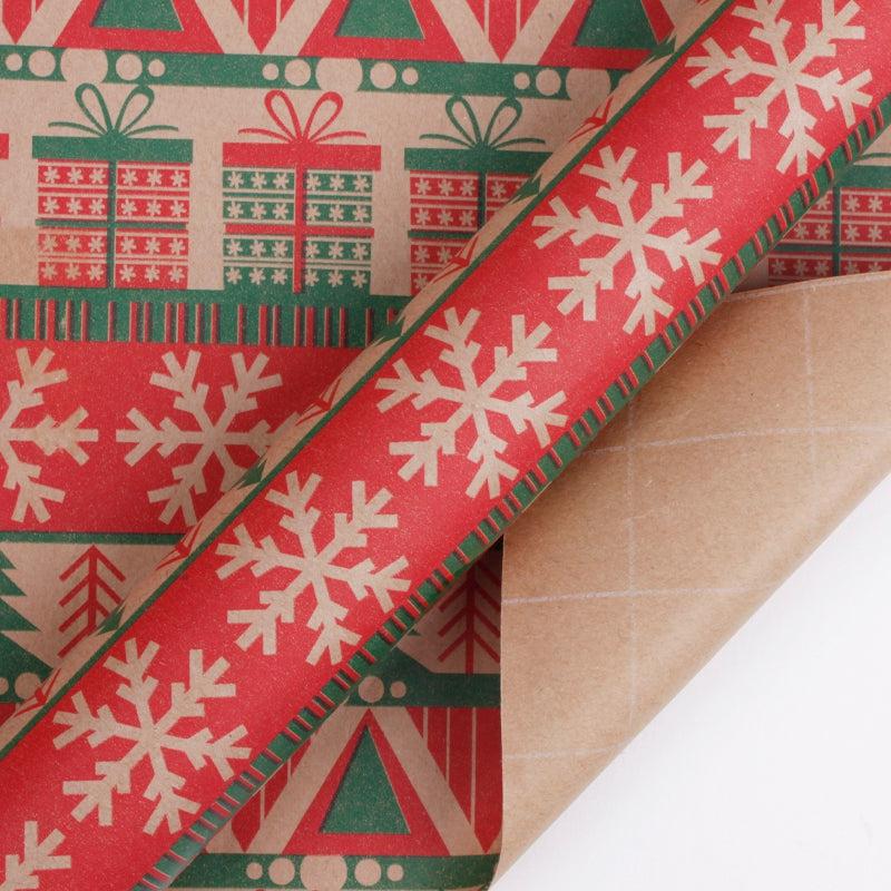 10′ Rolls |  30" X 10′ Kraft Wrapping Paper | Knit Natural/Red/Green 10' Rolls 10' Rolls