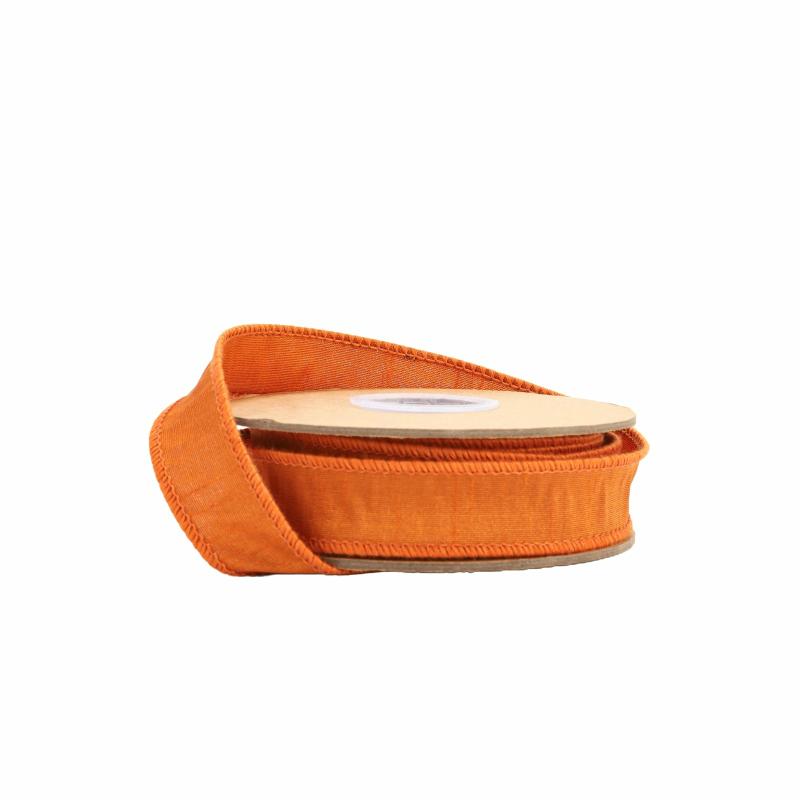 Dupioni |  1" Wired Dupioni Ribbon | Burnt Orange | 10 Yard Roll Dupioni Dupioni