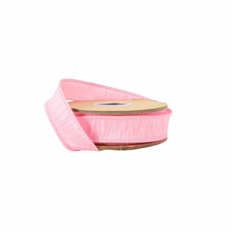 Dupioni |  1" Wired Dupioni Ribbon | Pink | 10 Yard Roll Dupioni Dupioni