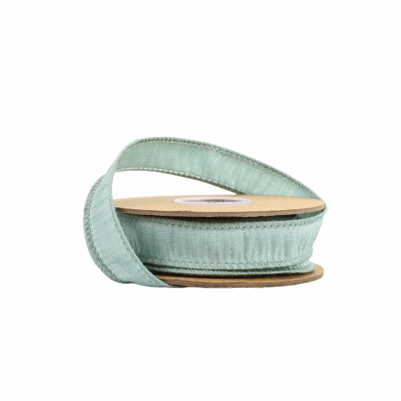 Dupioni |  1" Wired Dupioni Ribbon | Seafoam | 10 Yard Roll Dupioni Dupioni