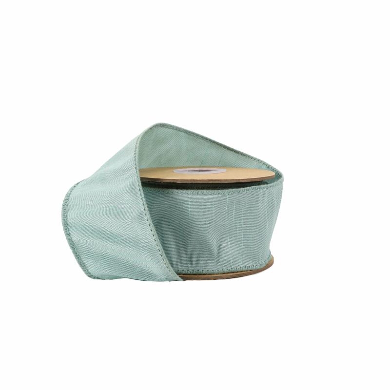 Dupioni |  2 1/2" Wired Dupioni Ribbon | Seafoam | 10 Yard Roll Dupioni Dupioni