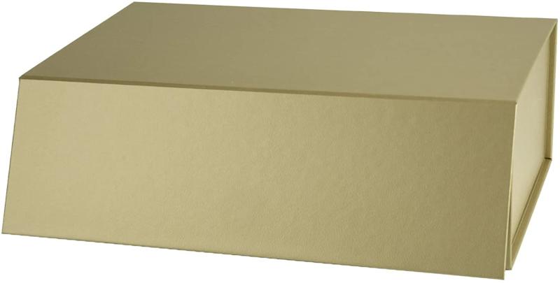 Everyday |  14" X 9" X 4.3" Collapsable Gift Box W/ Magnetic Square Flap Lid | Gold Everyday Everyday