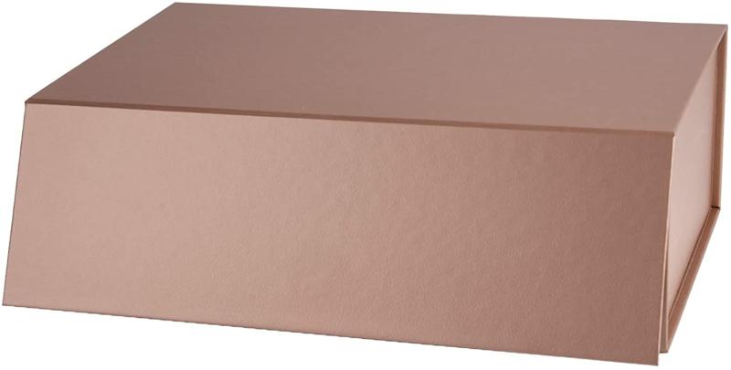 Everyday |  14" X 9" X 4.3" Collapsable Gift Box W/ Magnetic Square Flap Lid | Rose Gold Everyday Everyday