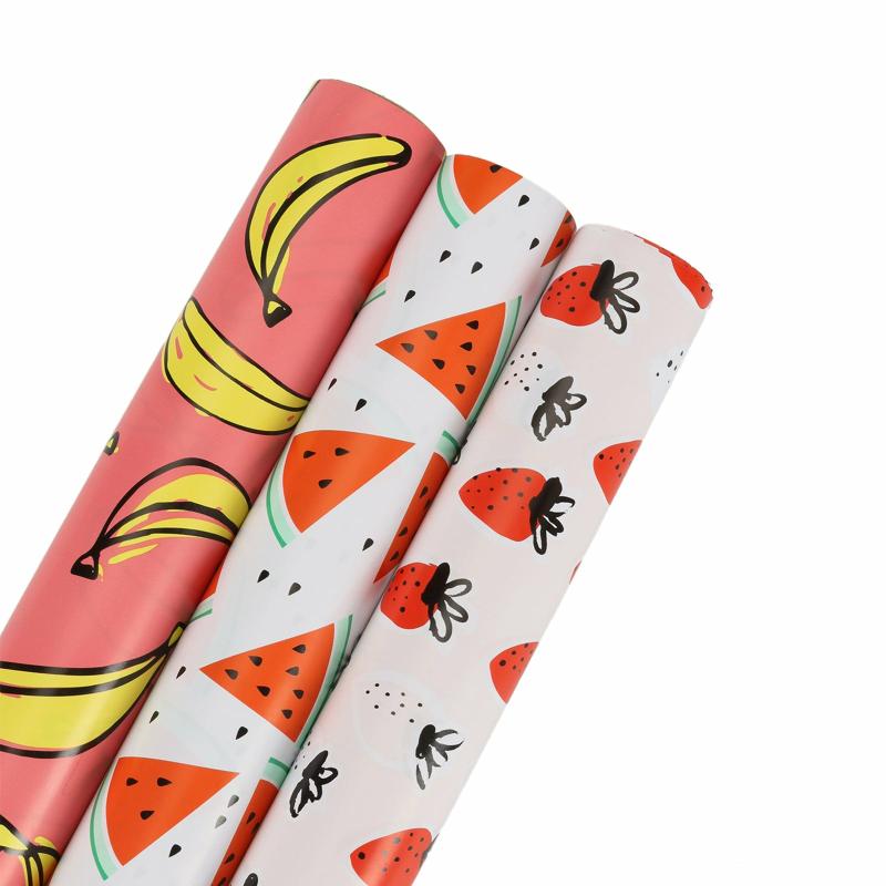 Everyday |  30" X 10′ Wrapping Paper Bundle | Strawberry/Watermelon/Banana Everyday Everyday