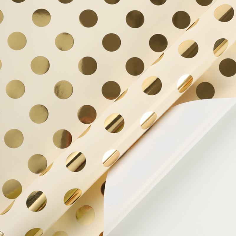 Everyday |  30" X 10′ Wrapping Paper | Metallic Gold Polka Dot 10' Rolls 10' Rolls