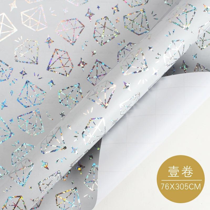 Everyday |  30" X 10′ Wrapping Paper | White/Silver Diamonds 10' Rolls 10' Rolls