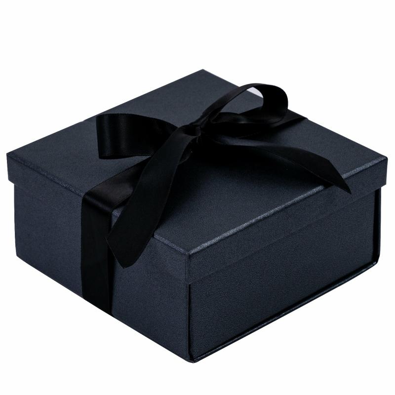 Everyday |  5" X 5" X 2.4" Gift Box W/ Satin Ribbon | Black Everyday Everyday