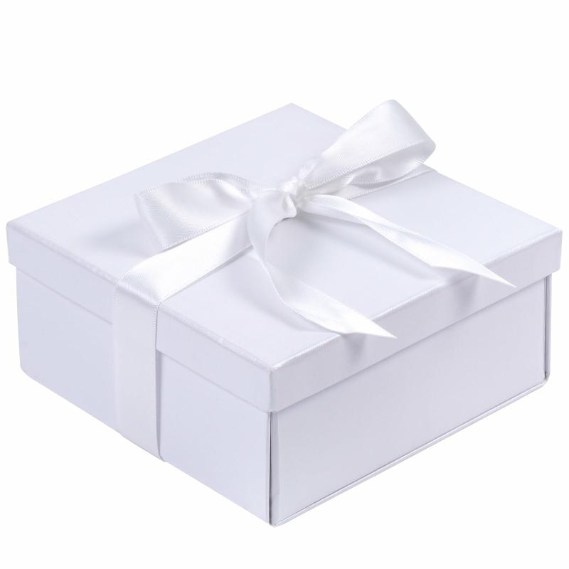 Everyday |  5" X 5" X 2.4" Gift Box W/ Satin Ribbon | White Everyday Everyday