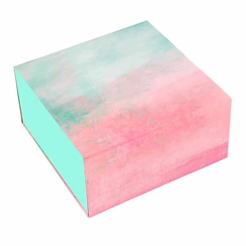 Everyday |  8" X 8" X 4" Collapsable Gift Box W/ 2-Pcs White Tissue Paper & Magnetic Square Flap Lid | Gradient Color Everyday Everyday