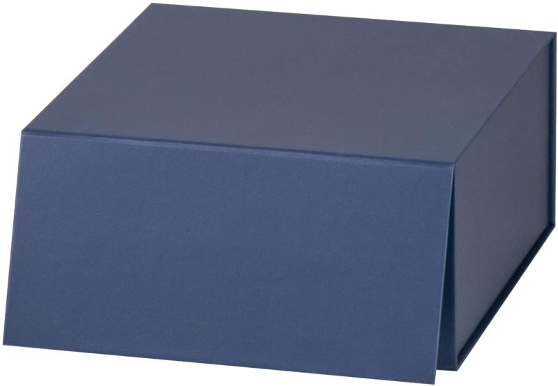 Everyday |  8" X 8" X 4" Collapsable Gift Box W/ Magnetic Square Flap Lid | Navy Everyday Everyday