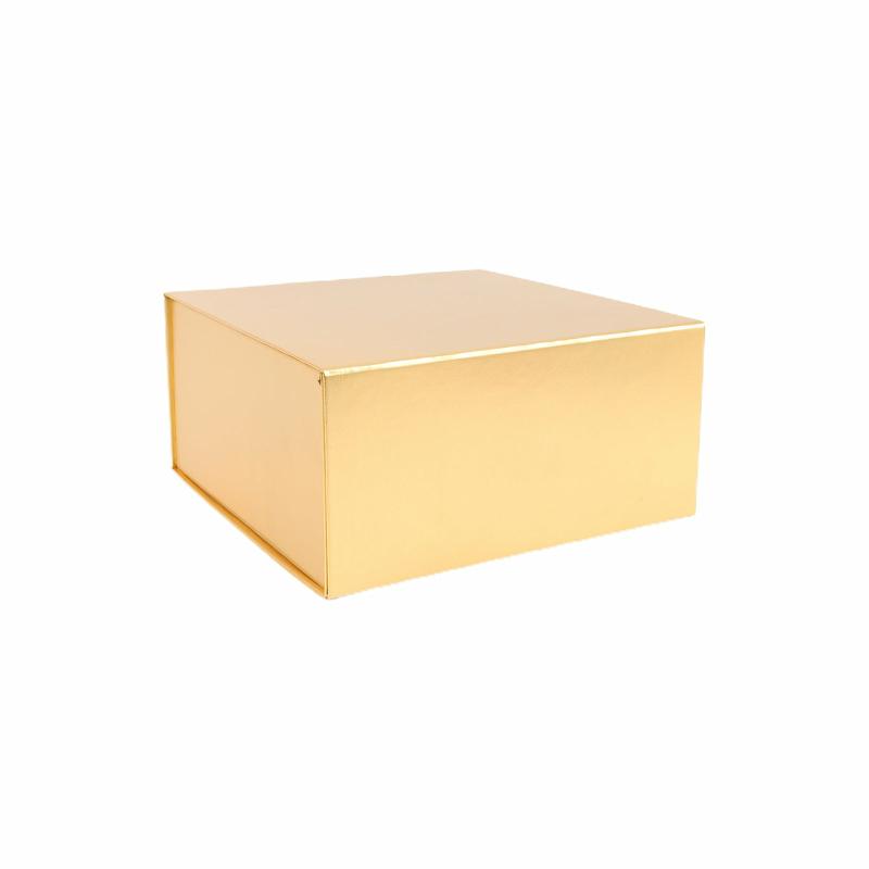 Everyday |  8"X 8"X 4" Collapsable Gift Box W/ Magnetic Square Flap Lid | Matte Gold Everyday Everyday