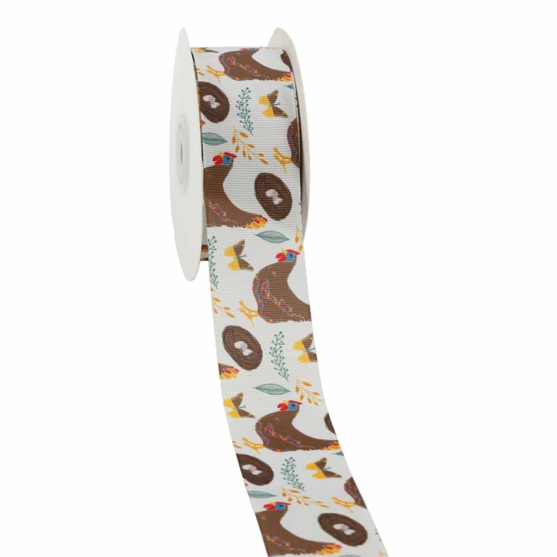 Grosgrain |  1 1/2" Printed Grosgrain Ribbon | Chicken Little | 20 Yard Roll Grosgrain Grosgrain