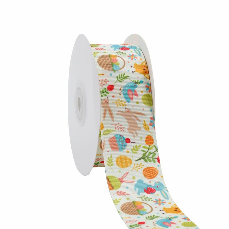 Grosgrain |  1 1/2" Printed Grosgrain Ribbon | Easter Fun | 100 Yard Roll Grosgrain Grosgrain