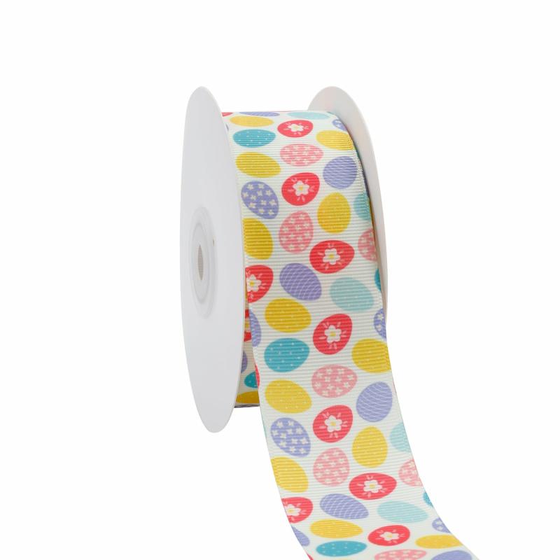 Grosgrain |  1 1/2" Printed Grosgrain Ribbon | Eggtastic | 100 Yard Roll Grosgrain Grosgrain