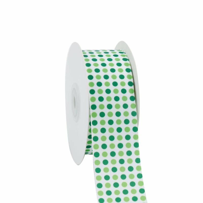 Grosgrain |  1 1/2" Printed Grosgrain Ribbon | Patty’s Dots | 100 Yard Roll Grosgrain Grosgrain