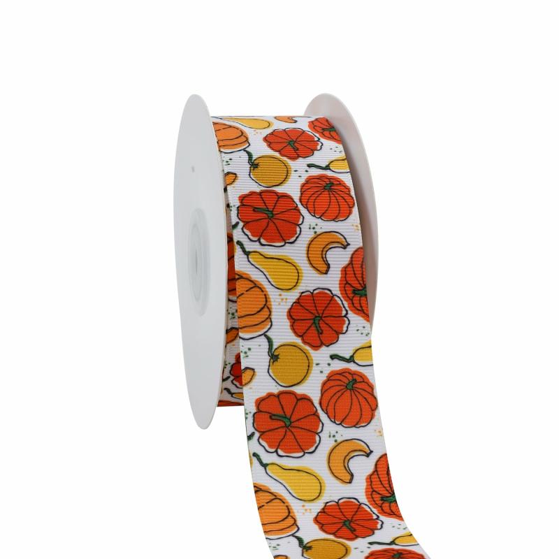 Grosgrain |  1 1/2" Printed Grosgrain Ribbon | Pumpkin Frenzy | 100 Yard Roll Grosgrain Grosgrain