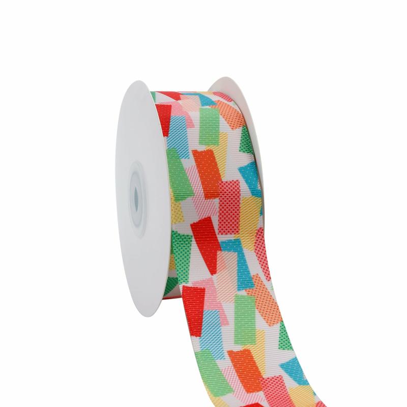 Grosgrain |  1 1/2" Printed Grosgrain Ribbon | Ticker Tape | 100 Yard Roll Grosgrain Grosgrain