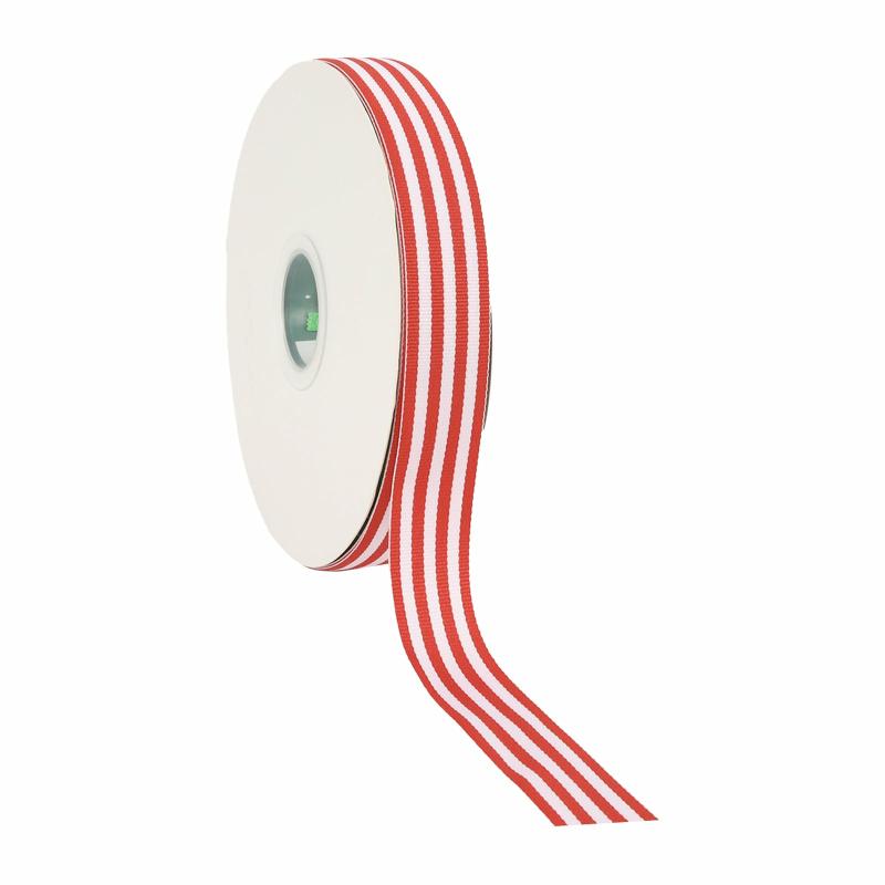 Grosgrain |  1" Striped Ribbon | Red | 100 Yard Roll Grosgrain Grosgrain