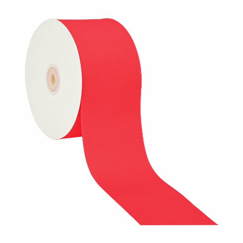 Grosgrain |  3" Textured Grosgrain Ribbon | Hot Red | 50 Yard Roll Grosgrain Grosgrain