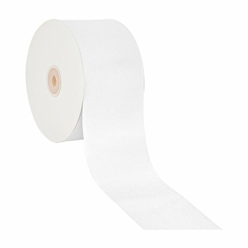 Grosgrain |  3" Textured Grosgrain Ribbon | White | 50 Yard Roll Grosgrain Grosgrain