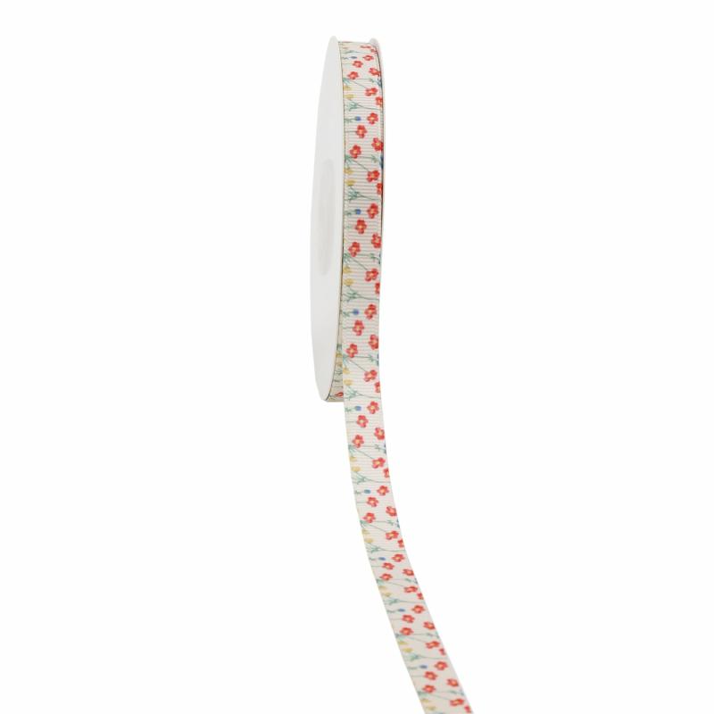 Grosgrain |  3/8" Printed Grosgrain Ribbon | Spring Poppy | 100 Yard Roll Grosgrain Grosgrain