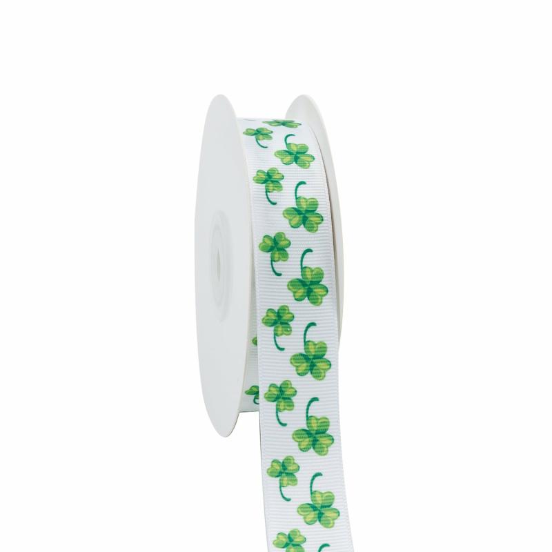 Grosgrain |  7/8" Printed Grosgrain Ribbon | Patty’s Clover | 100 Yard Roll Grosgrain Grosgrain