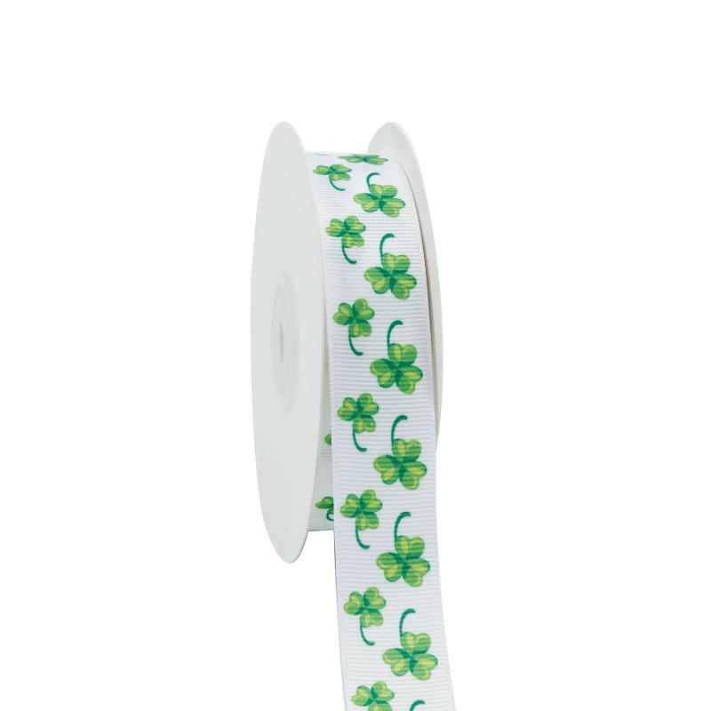 Grosgrain |  7/8" Printed Grosgrain Ribbon | Patty’s Clover | 20 Yard Roll Grosgrain Grosgrain