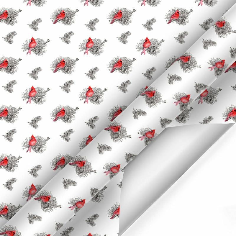 Holiday |  24" X 417′ Holiday Wrapping Paper Half Ream | Holiday Cardinal Floral Half Reams Half Reams