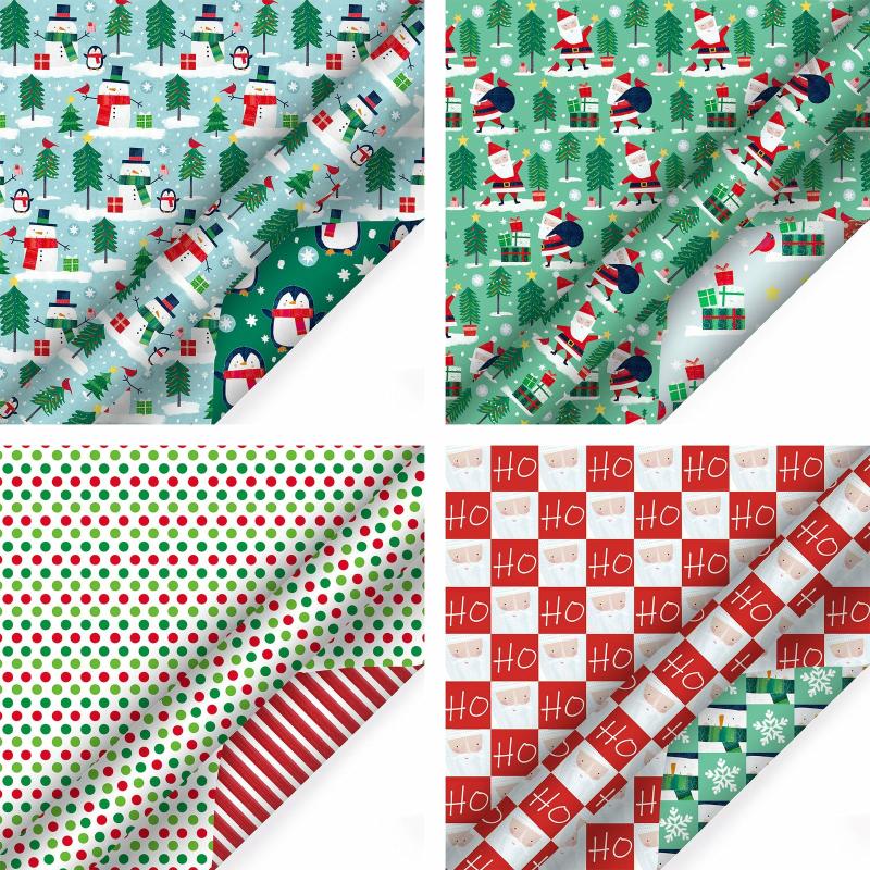 Holiday |  30" X 10′ Holiday Reversible Wrapping Paper Bundle | Winter Friends Holiday Holiday