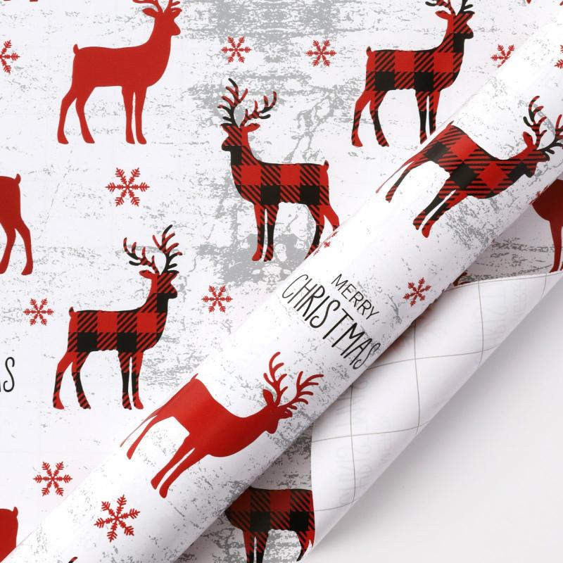 Holiday |  30" X 10′ Holiday Wrapping Paper | Buffalo Plaid Stag 10' Rolls 10' Rolls