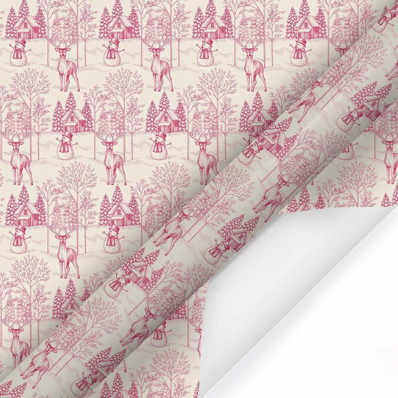 Holiday |  30" X 10′ Holiday Wrapping Paper | Christmas Toile Scene 10' Rolls 10' Rolls