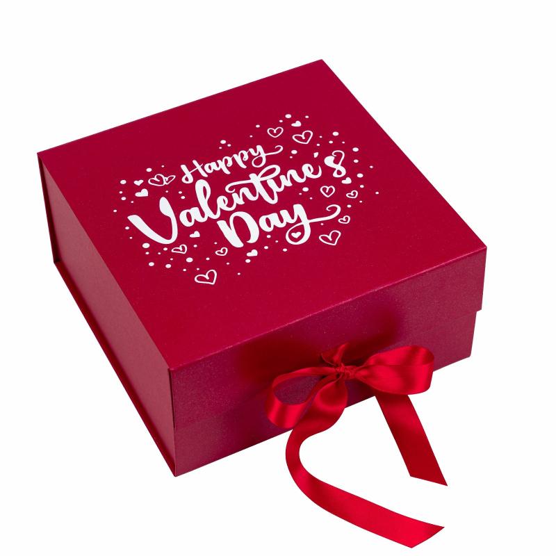 Holiday |  8" X 8" X 4" Collapsable Holiday Gift Box W/ 2-Pcs White Tissue Paper & Magnetic Flap Lid | Red Valentines Day Gift Boxes Holiday