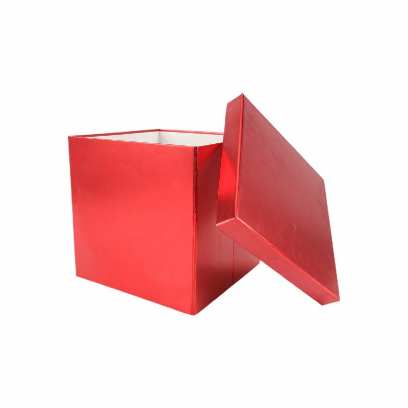 Holiday |  9"X 9"X 9" Collapsable Gift Box W/ Removable Lid | Matte Red Everyday Everyday