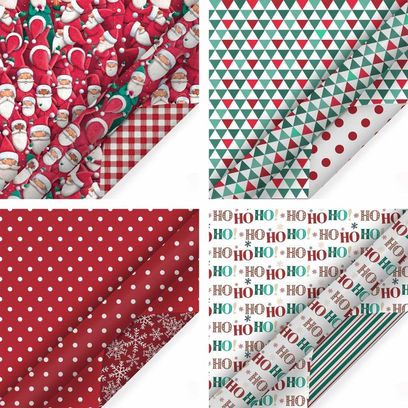 Multi-Packs |  30" X 10′ Holiday Reversible Wrapping Paper Bundle | Joyful Bunch Holiday Holiday