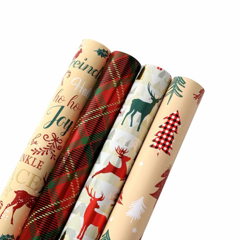 Multi-Packs |  30" X 10′ Wrapping Paper Bundle | Natural Christmas Holiday Holiday