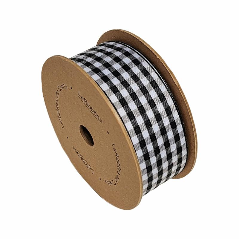 Novelty |  1 1/2" Gingham Check Ribbon | Black /White | 25 Yard Roll Novelty Novelty