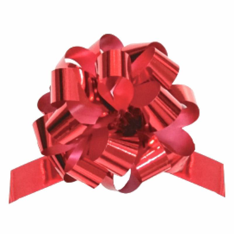 Pullbow |  25-Pcs 7" Metallic Pull Bow | Red Gift Bows Pullbow