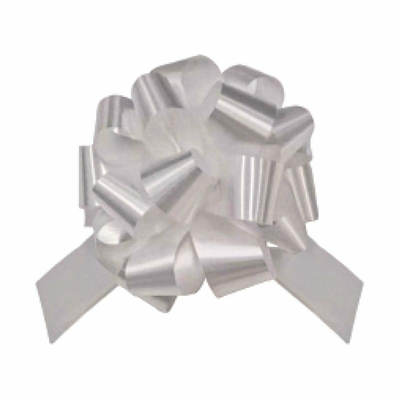 Pullbow |  50-Pcs 6" Poly Pull Bow | White Gift Bows Pullbow