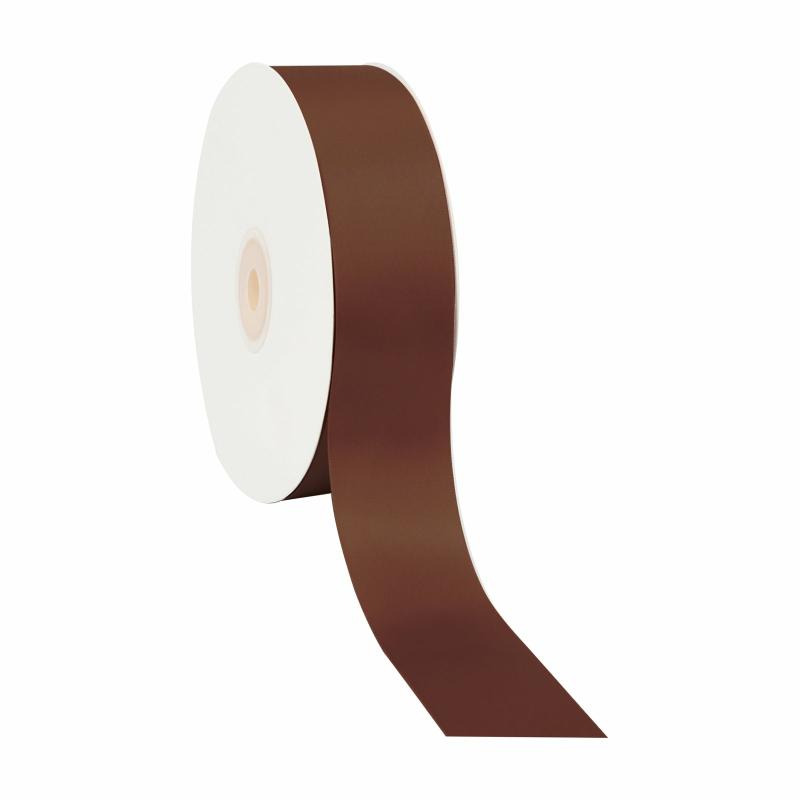 Satin |  1 1/2" Single Face Satin Ribbon | Brown | 50 Yard Roll Ribbon Satin