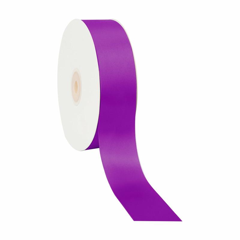 Satin |  1 1/2" Single Face Satin Ribbon | Purple | 50 Yard Roll Ribbon Satin