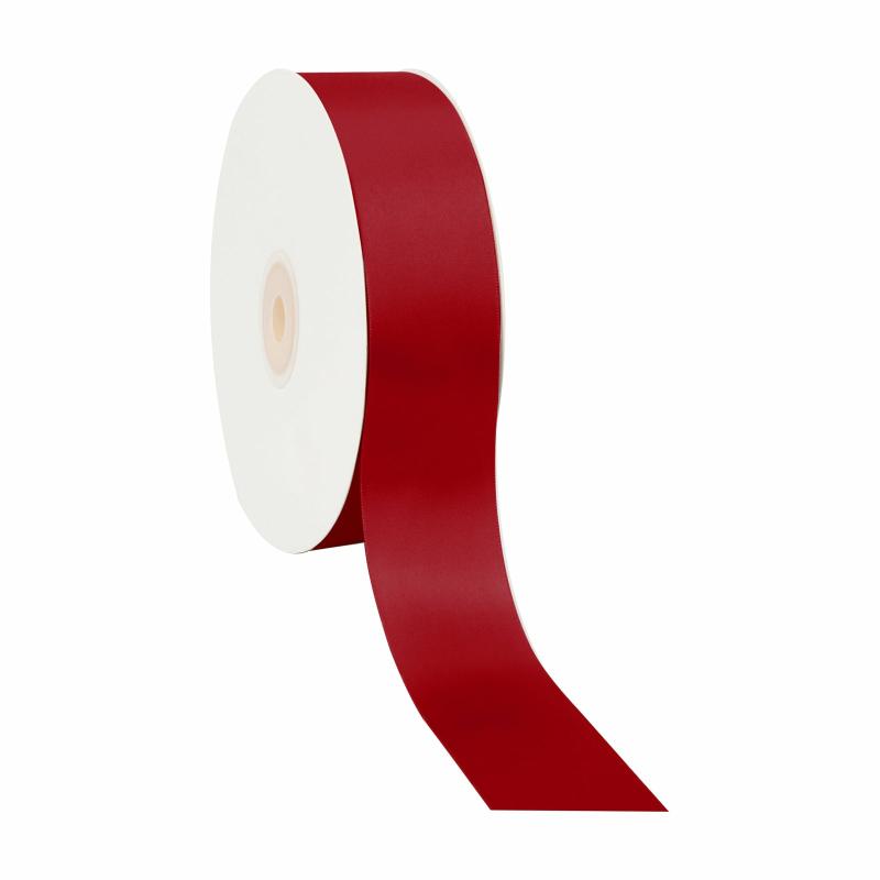 Satin |  1 1/2" Single Face Satin Ribbon | Scarlet | 50 Yard Roll Ribbon Satin