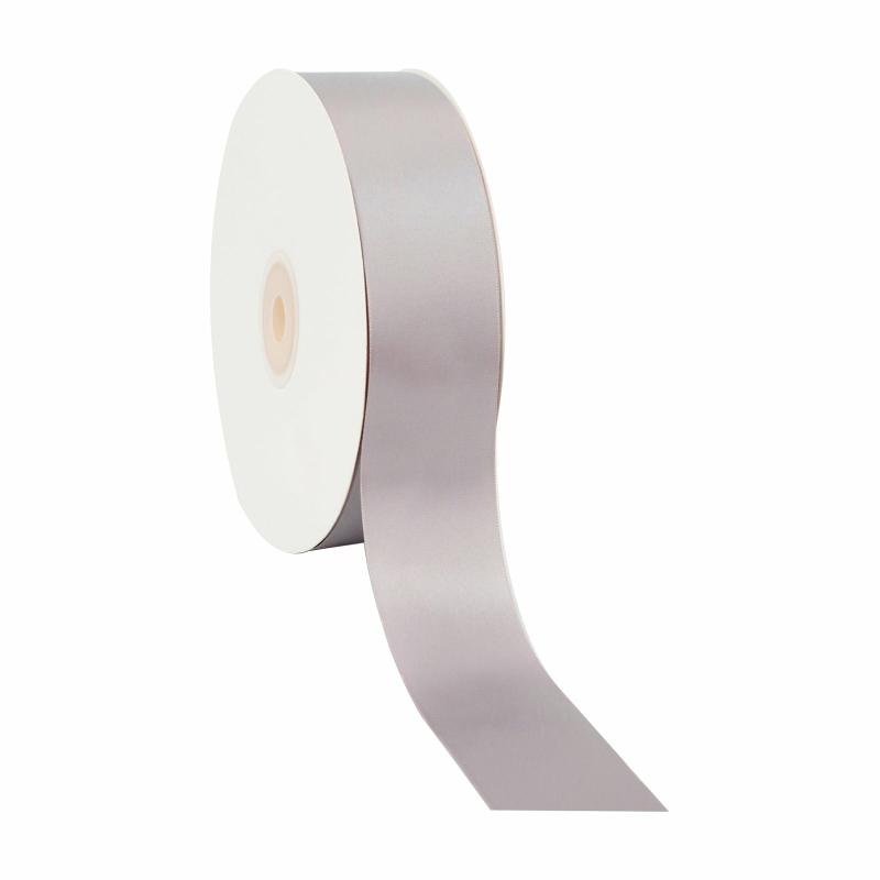 Satin |  1 1/2" Single Face Satin Ribbon | Silver |50 Yard Roll Ribbon Satin