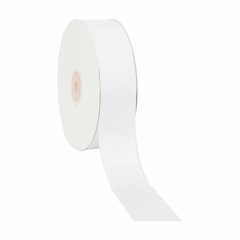 Satin |  1 1/2" Single Face Satin Ribbon | White | 50 Yard Roll Ribbon Satin