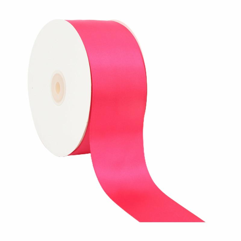 Satin |  2 1/4" Double Face Satin Ribbon | Shocking Pink | 50 Yard Roll Ribbon Satin