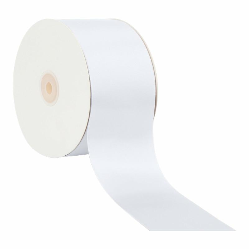 Satin |  3" Double Face Satin Ribbon | White | 25 Yard Roll Ribbon Satin