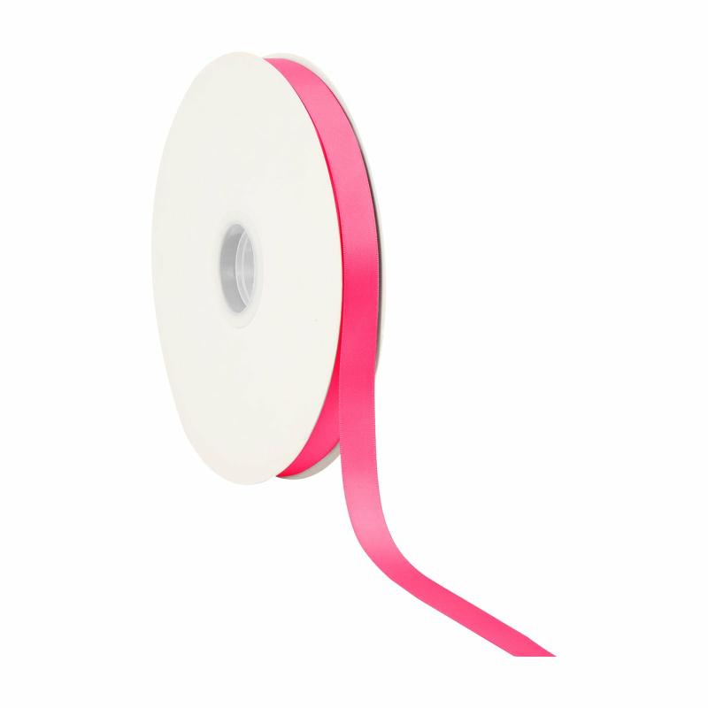 Satin |  5/8" Double Face Satin Ribbon | Shocking Pink | 100 Yard Roll Ribbon Satin