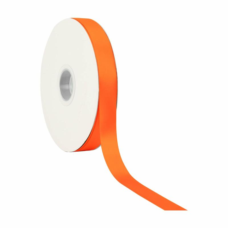 Satin |  7/8" Single Face Satin Ribbon | Torrid Orange | 100 Yard Roll Ribbon Satin