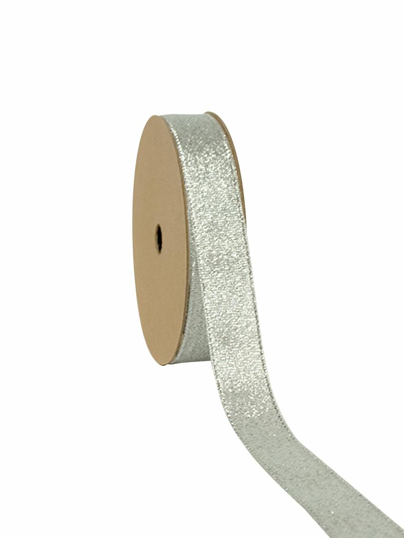 Tafetta |  3/8" Metallic Tafetta Ribbon | Silver | 25 Yard Roll Ribbon Tafetta